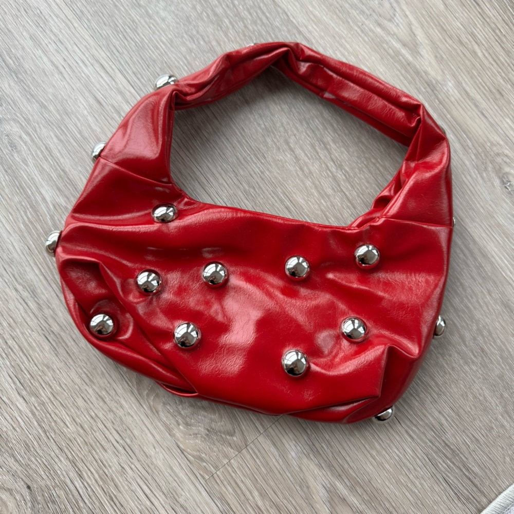 Commense silver studded red bag